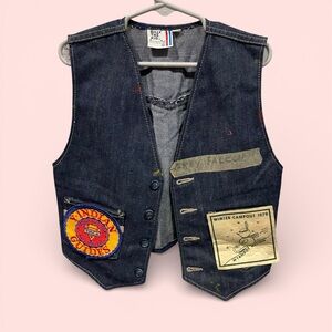 Vintage 1979 dark denim YMCA Indian Guides winter camp kids vest Billy The Kid